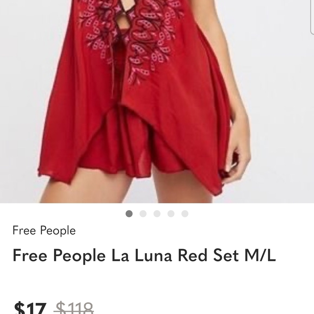 Free People Red Embroidered Set